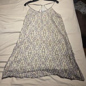 charlie jade Cream Dress with Blue & Pink Geometric Print